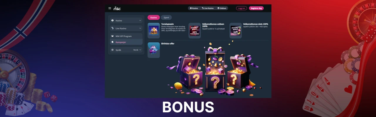 Live casino bonus tilbud